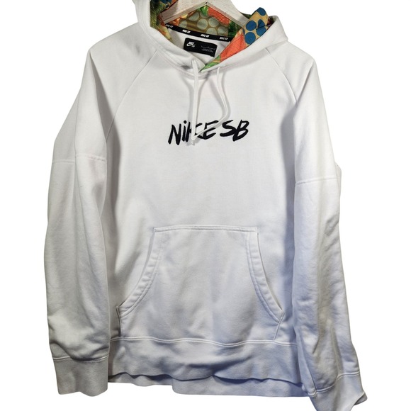 Nike SB Other - Nike SB Mens White Patchwork Hood Pullover Hoodie Large Skateboarding Logo